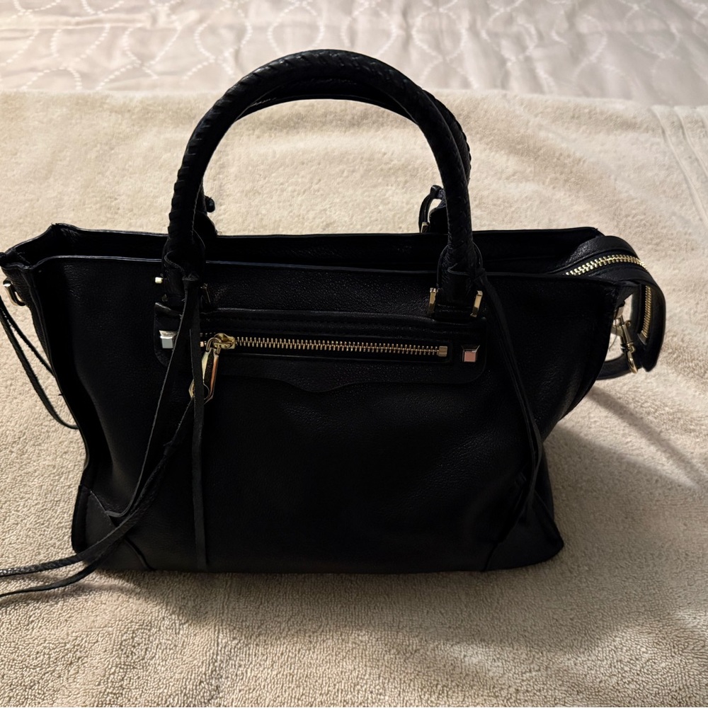 Rebecca Minkoff Black Pebbled Leather Handbag with Gold - Very clean